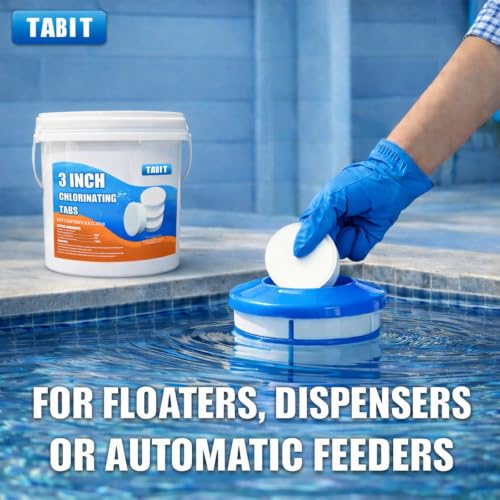 Chlorine Tablets 3 inch 40 Pounds, TABIT Swimming Pool Long Lasting Chlorinating Tablets, Slow Dissolving, Tri-Chlor for Swim Pool, Hot Tubs, Spa - size: 40 Pound