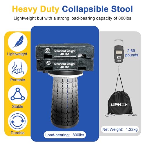 ALEVMOOM Upgraded 18.1" XL Collapsible Stool with Cushion, Portable Folding Stools for Adults Capacity 800lbs, Lightweight Telescoping Stool for Camping Travel Fishing Hiking - color: Gradient Gray