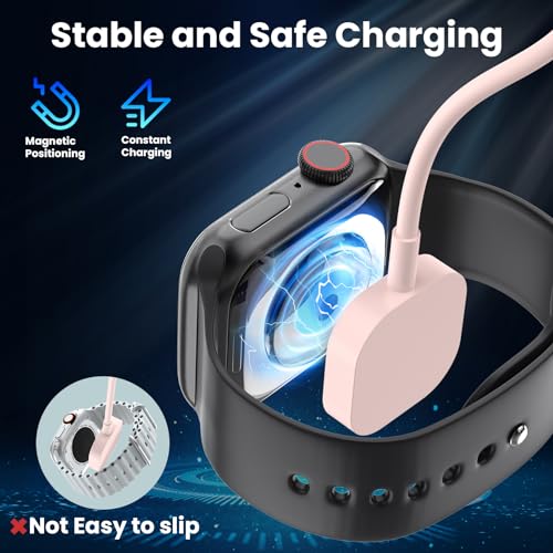 6in1 Multi Charging Cable 10FT, Magnetic Charger for Apple Watch Ultra/SE/9/8/7/6/5/4/3/2/1, Multiple Charger Cord for iPhone 15/14/13/12/11/Galaxy/Pixel, Pink USB A/C Universal Travel Charger - color: Pink