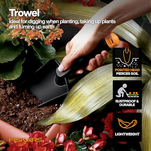Fiskars 5-Piece Flower Gardening Essentials Set, Floral Pruner, Trowel, Cultivator, Gloves & Kneeling Cushion, Easy Action Bypass Blade with Wire Cutter & Stem Stripper, Lightweight Rustproof - style: Floral Tool Gift Set