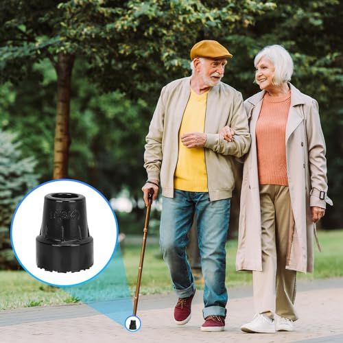 supregear Cane Tips (4-Pack), 3/4 Inch Replacement Feet Caps for Most Walking Canes, Walking Sticks and Folding Canes, Anti-Slip Crutch Tips with Metal Washer for Support, Black