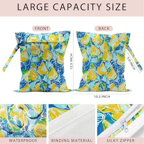Wet Bag, 4Pcs Wet Dry Bag Set, Reusable Waterproof Bags with Fresh Fruit Patterns for Women, Ideal for Beach Vacations & Pool Days - color: Fresh Fruit