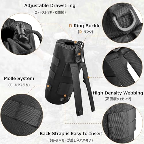 Azarxis Molle Pouches, Tactical Compact EDC Small Utility Pouch Waist Bags Sundries Storage Admin Organize Gear Gadget for Military Backpack - color: #08 Black - Water Bottle Pouch - 2 Pack