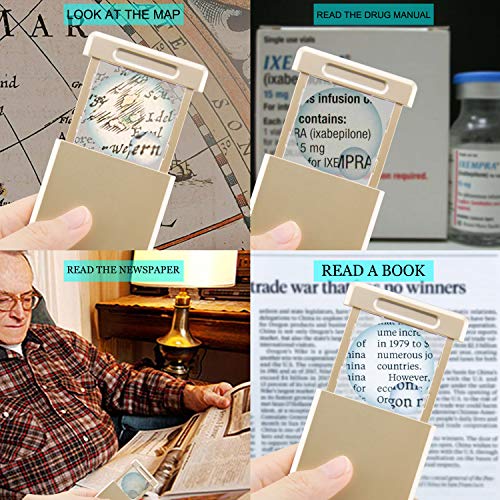 BIGMONAT 3 Pack Magnifying Glass with Light, 3X 5X Pocket Light Magnifier, LED Battery Powered Portable for Reading, Pocket Wallet Purse Magnifiers - color: Gold