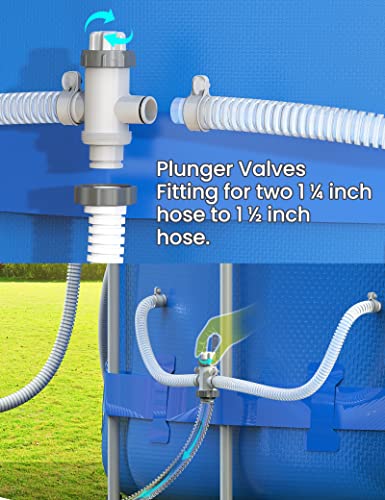 SUMMERBUDDY Above Ground Pool Parts Kit, Split Plunger Valve and Adapters | Includes split and standard plunger valves, 1.5" inlet nozzle, 1.25" outlet strainer and hose adapter for compatible pools.