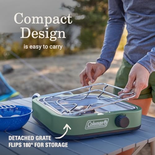 Coleman Cascade 18 1-Burner Camping Stove, Portable Cooktop with 8000 BTUs & Matchless Lighting, Fits 12-Inch Pan, Great for Outdoor Cooking, Camping, Tailgating, Grilling, BBQs, & More - size: 1-burner