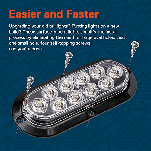 TRUE MODS 6" Clear White Oval LED Reverse Trailer Tail Light for RV Truck | DOT FMVSS 108, Surface Mount, IP67 Submersible, Park & Turn Signal, LED Trailer Tail Brake Lights, Stop Turn Tail Park Brake - color: White, size: 1 Pack