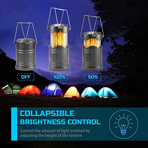 Lichamp 4 Pack LED Camping Lanterns, Dark Gray | Collapsible Flameless Candles Tea Lights, Portable Battery Powered Camping Lights Emergency Supplies Kit - color: Gray
