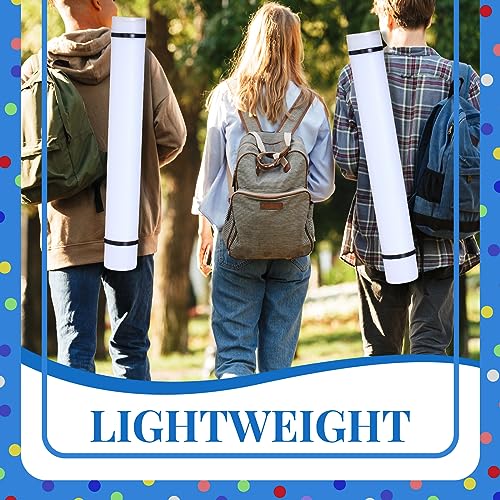 Ireer 6 Pcs Expandable Poster Tube with Strap for Documents Artwork Container Poster Transport Map Holder Tube Blueprint Storage Carrying Case for Architect Teacher Student 24.5'' to 40''(White)