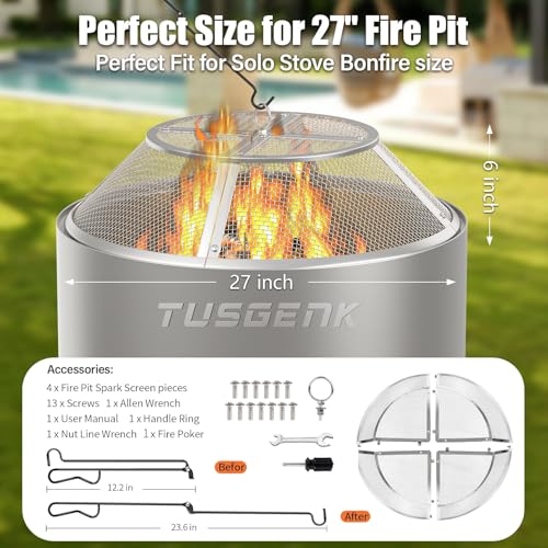 Fire Pit Spark Screen for Solo Stove Yukon, 27 Inch | 304 Stainless Steel, Detachable Spark Shield for Backyard Family Fires, Camping, and Marshmallow Roasting - size: Yukon Shield 27Inch