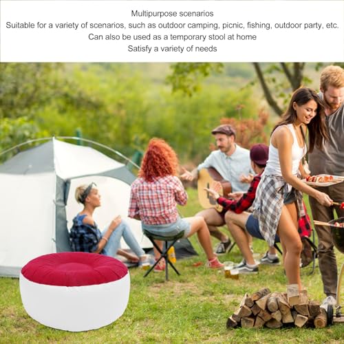 Inflatable Flocking Stool, Lightweight Portable Ergonomic Design Soft Flocking Inflatable Foot Rest Sitting Stool for Outdoor Camping Picnic Fishing - color: Red