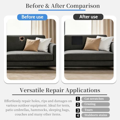 Canvas Repair Patch, Self Adhesive Waterproof 9x11in, Dark Blue - color: Dark Blue