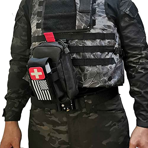 Upgrade 1000D Laser Cut Ifak Pouch Molle, Tactical Molle EMT Belt First Aid Pouches for Backpack Belt - color: Black