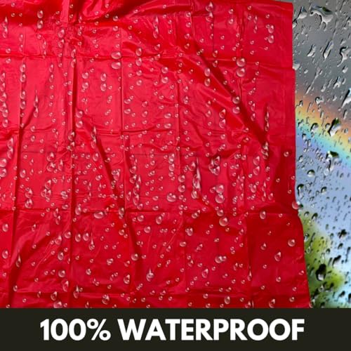 RAIN GUARD 10 Mil Vinyl Rain Poncho with Hood | Expanded 50" x 80" | Reusable Waterproof Protection | Adult Size | 2 Pack - color: Red