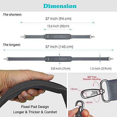 ZINZ Bag Shoulder Strap, Padded Adjustable Shoulder Strap Replacement - color: Dark Gray, size: 57"