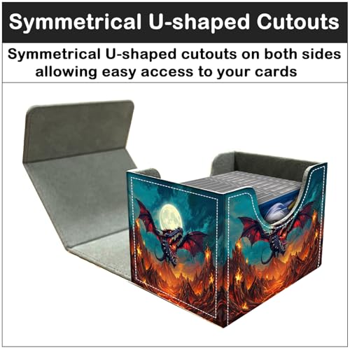 Premium Commander Deck Box,Magnetic Trading Card Storage Case for MTG TCG - Fits 100+ Single-Sleeved Cards,Dragon Flies Fire Mountain - color: Dragon Flies Fire Mountain