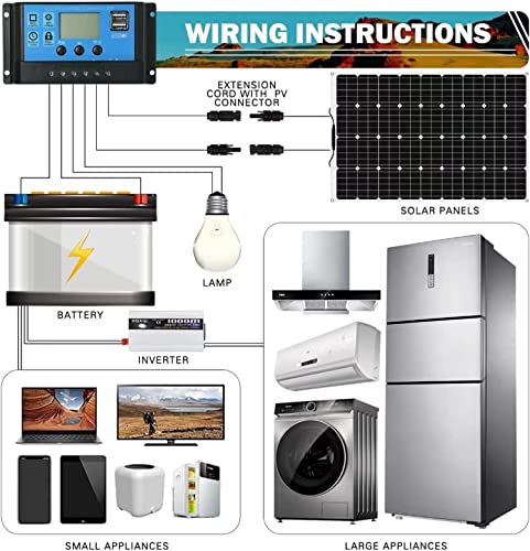 1000 Watt Solar Panel Kit, with Charge Controller(40A) 2pcs 500 Watt Flexible Monocrystalline Solar Panel kit Photovoltaic Module for 12-48V Battery Charging Car Battery Camper RV - color: Off-White