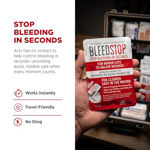 BleedStop™ First Aid Powder for Blood Clotting, Trauma Kit, Blood Thinner Patients, Camping Safety, and Survival Equipment for Moderate to Severe Bleeding Wounds or Nosebleeds 5 Pack 15g - style: 15g (5 Pack)