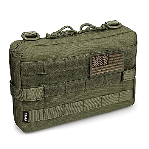 WYNEX Tactical Admin Molle Pouch, Medical EDC EMT Utility Bag Shell Design Attachment Pouches 1000D Nylon Hiking Belt Bags - color: Green (Upgraded)
