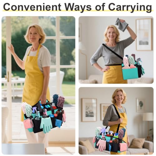 Wearable Large Cleaning Caddy Bag for Housekeepers (Purple) - color: Purple, size: Cleaning Bag