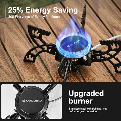Odoland 3800W Portable Camping Stove Lightweight Gas Stove Collapsible Backpacking Stove with EVA Box Compatiable with Three Kinds of Gas Canister for Outdoor Camping Cooking Hiking and Picnic