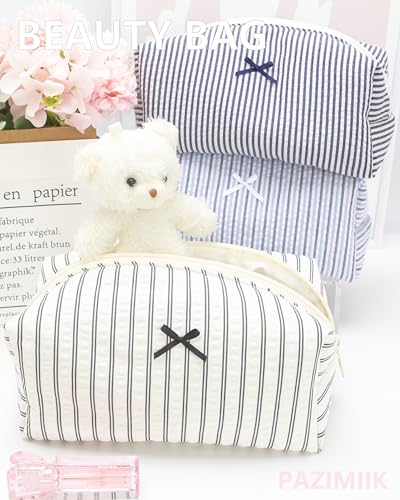 PAZIMIIK Cozy Makeup Bag for Women,Zipper Cosmetic Pouch,Stripe Black - color: Stripe Black