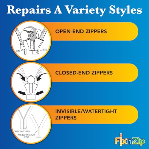 FixnZip (Black Nickel 3 Pack S,M,L) - Universal Zipper Repair Kit for Jackets, Luggage, Bags - Backpack Zipper Replacement Repair Kit - Instant Zipper Fix - color: Black Nickel, size: S,M,L
