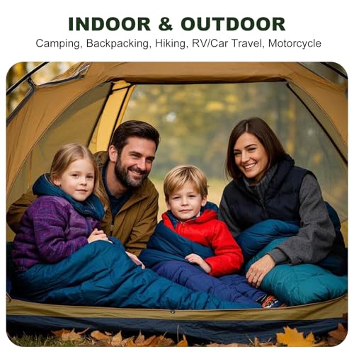 Sleeping Bags for Adults Cold Weather & Warm - Backpacking Camping Sleeping Bag Girls Boys - Lightweight Compact with Compression Sack - color: 50-80°F Everyday 3 Season-Green