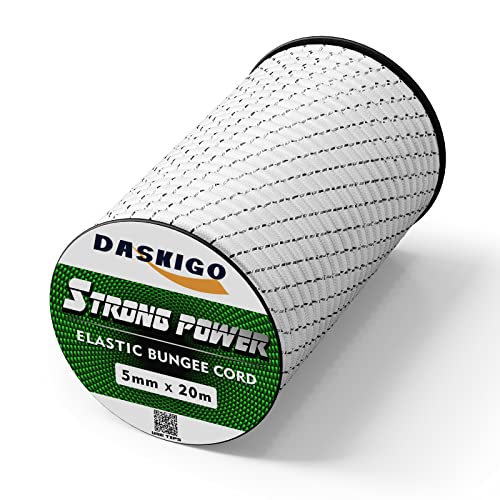 Elastic Bungee Shock Cord 3-8mm (White&Black, 1/5'' x 66FT) - color: White&black, size: 1/5'' x 66FT