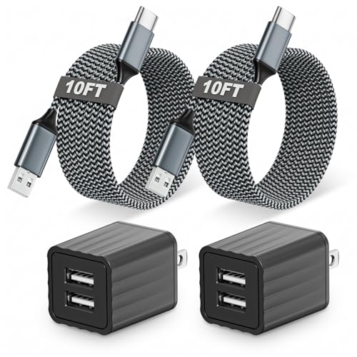 2Pack Fast iPhone Charger[Apple MFi Certified]10FT 2 Port USB Fast Charging | Block with iPhone 17 USBA-C Braided Cable Cords,Apple Charger Adapter for iPhone 17 Air/16e/17/16/15/15 Plus/Pro/Pro Max/iPad - color: Black 10FT A-C