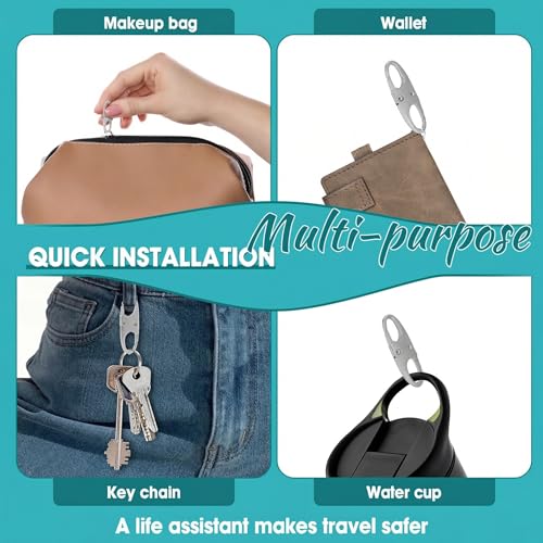 8 Pcs Lpuioey Anti Theft Zipper Clips, Double Opening Small Carabiner Clips, Zinc Alloy Zipper Pull Replacement for Backpack, Luggage, Purse, Suitcase, Travel Essentials & Security Accessories, Silver - color: Silver(8)