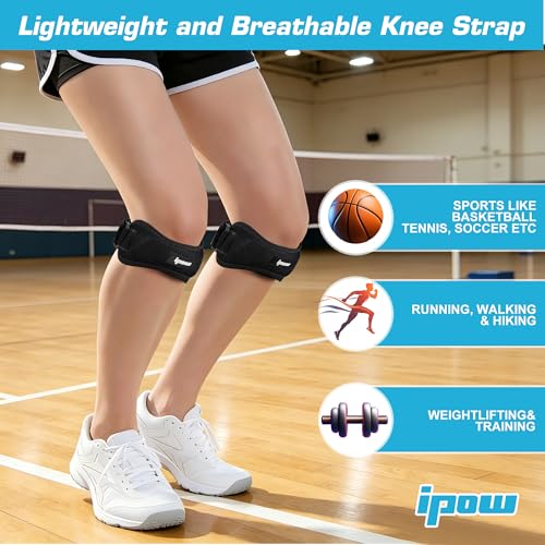 IPOW Patella Tendon Knee Strap 2 Pack Knee Pain Relief & Patella Stabilizer Knee Strap, Patellar Tendon Support Strap, Knee Brace for Running, Hiking, Soccer, Basketball, Jumpers Knee, Tennis, Volleyball & Squats - color: Black-2026 Style
