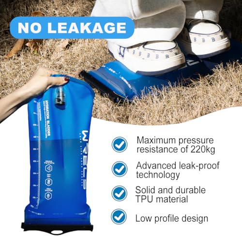 WRELS 1L/1.5L/2L/3L BPA Free Hydration Bladder,Leakproof TPU Water Bladder for Hiking Backpack,Large Opening Water Reservoir Hydration Pack for Running Cycling Camping - size: 2L