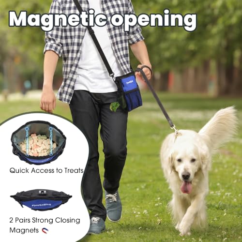 FDog Treat Pouch, 4 Cup Training Bag, Magnetic Closure, 3 Way Wear, Blue - color: Blue