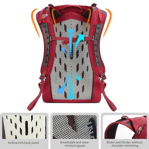 IX INOXTO Hiking Hydration Backpack with 2L/3L Water Bladder for Women and Men18L/25L Water Backpack for Hiking, Cycling, Climbing, Camping - style: Red-3L Water Bladder
