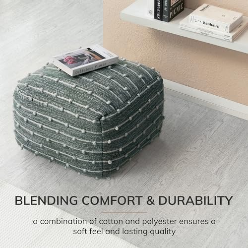 Anji Mountain 16" H x 22" W Handmade Pouf Ottoman for Living Room & Couch - color: Cedar