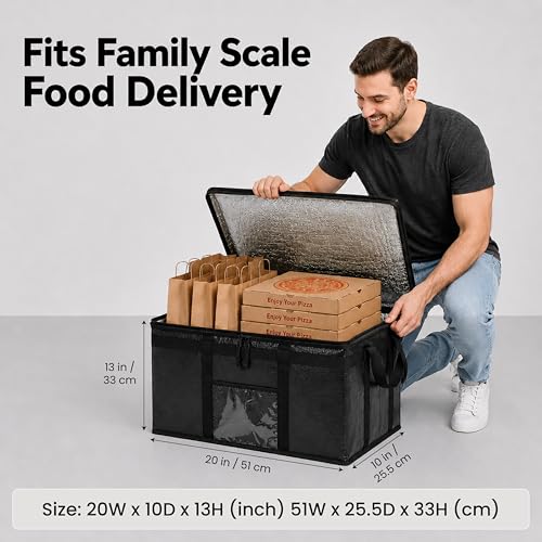NZ home PRO Large Insulated Food Delivery Bag (2XL, Gray, 1 Pack) - color: Gray, size: 2XL (PRO)