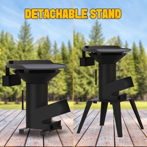 ONLYFIRE GRILLS 3-in-1 Rocket Stove Combo with Stand, Camp Stove GS345 | Including BBQ Grate, Griddle, Pot Rack, Portable Wood Burning Stove for Outdoor Cooking Patio Barbecue Camping RV Tailgating - style: GS345 WITH STAND