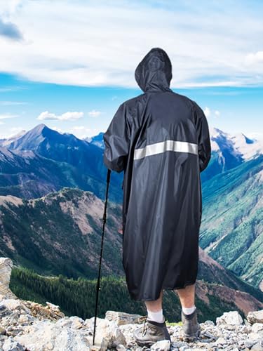 ANYOO Waterproof Raincoat Men Women Packable Hooded Reflective Pockets | Adjustable drawstrings & cuffs for windproof fit，breathable material, non-sticky comfort for all-day wear - color: R Grey