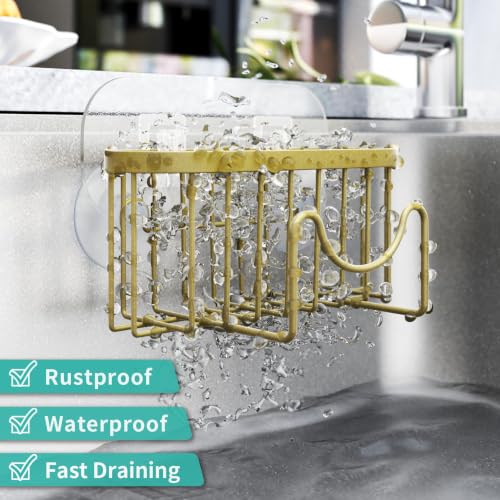 HapiRm Sponge Holder for Kitchen Sink - Unique M-Shaped Sink Caddy - color: Dark Gold, size: with M-shaped Holder