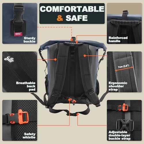 OSAH DRYPAK Waterproof Backpack Dry Bag 35L/55L/85L – Heavy Duty Roll-Top Hiking Backpack Sack Keeps Gear Dry for Travel, Kayaking, Boating, Camping, Rafting and Fishing - color: Blue, size: 35L