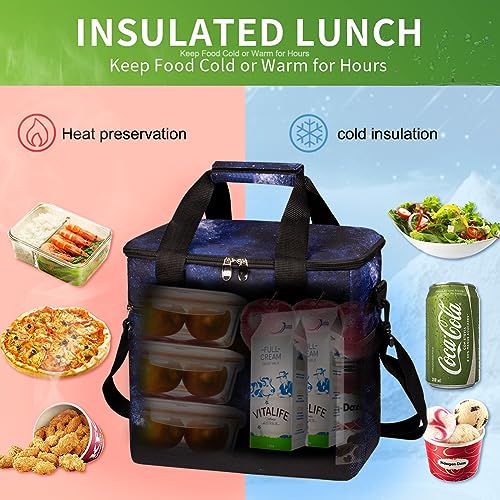 iknoe 24 Can Insulated Cooler Bag, Leakproof Lunch Tote Bag,Galaxy - color: GalaxyNew, size: Large