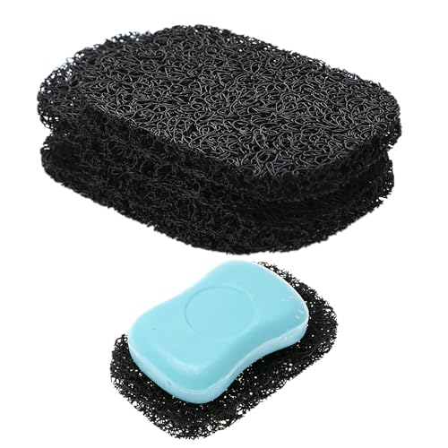 Snowkingdom 4 Pack Black Soap Saver Draining Lift Pad 2.9" x 4.5" PVC Non-BPA Non-Slip Durable - color: Black