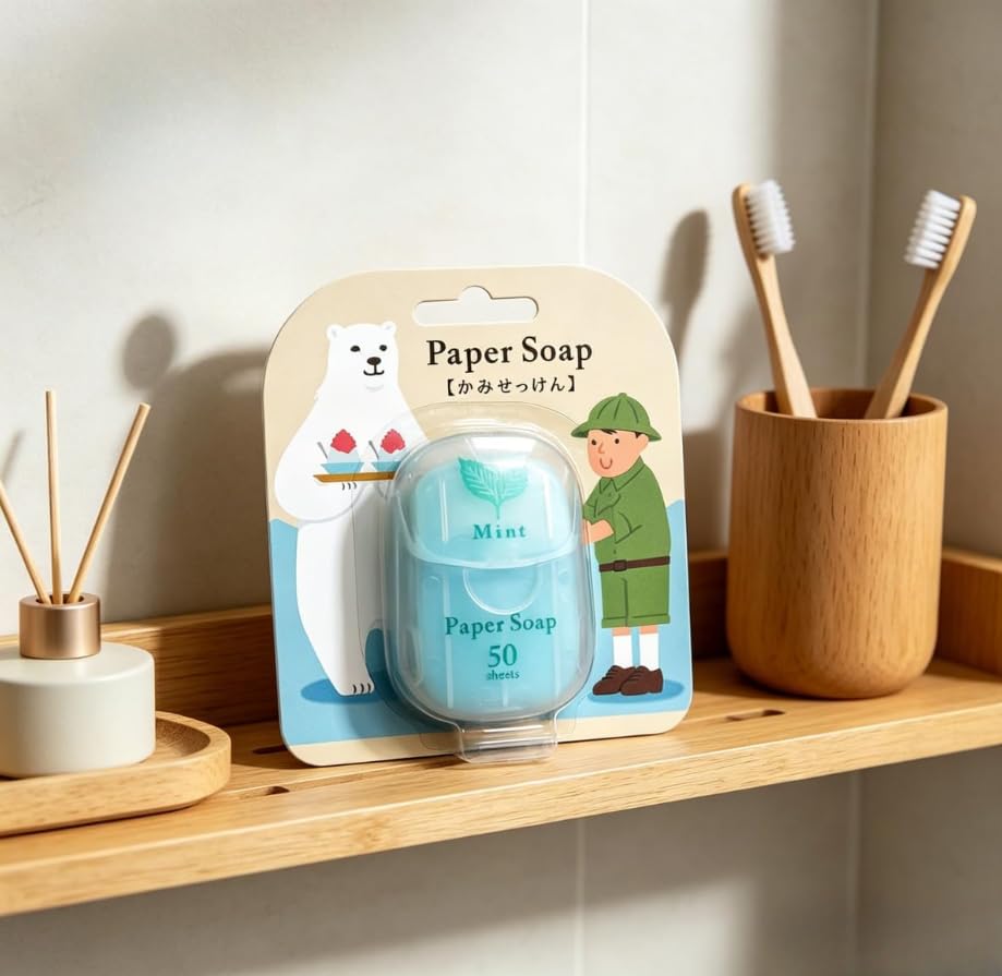 Mint Scented Paper Soap Sheets, Travel Soap Sheets with Portable Case Blue - color: Blue