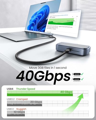 Silkland 40Gbps USB 4 for Thunderbolt 4 Cable 3.3FT, 240W PD3.1, 8K/Dual 4K | USB-IF Certified, Braided USB C Data Cable Compatible for SSD, MacBook, iPhone 17/16, iPad, Dock - size: 3.3FT