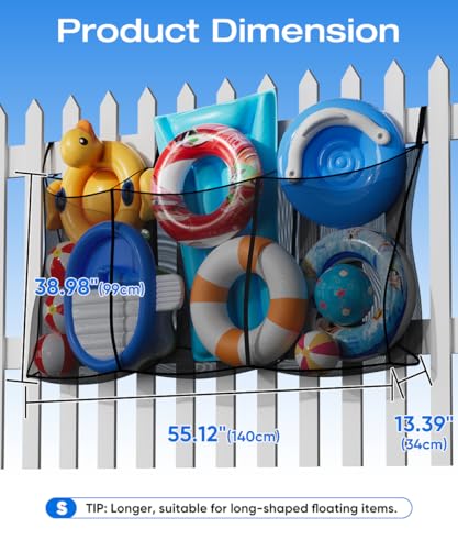 Pool Float Storage Bag, 55"x13"x39" Large Capacity Hanging Pool Toy Holder Net, Mesh Bag for Pool Toys, Outdoor Toy Organizer for Pool Floats, Noodles, Inflatable Ball, Swimming Ring, Raft - size: small