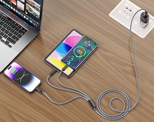 Multi Charging Cable 10FT 2Pack 3 in 1 Long Apple MFi Certified Cord | Fast Charger Cord with Lightning USB-C Micro,Nylon Braided Universal Phone Charger for iPhone17-5 iPad Android Devices Travel - color: Grey/Black-10ft-2Pack