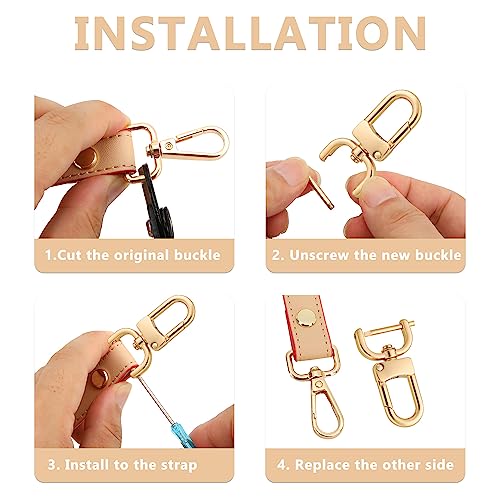4pcs Detachable Snap Hook Swivel Clasp with 4pcs D-Rings Screw in Shackle for DIY Purse Strap Replacement (Gold,1 inch) - color: Gold, size: 1 inch