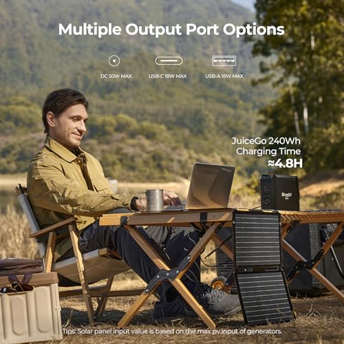 BougeRV 50 Watt Solar Panel, Foldable Portable Charger, Camping, Outdoor | 50W Solar Panel, Fiberglass, 1.76 lb, USB-C & USB-A Outputs, Compatible with BougeRV 266Wh/240Wh Power Stations, Outdoor - size: 50W