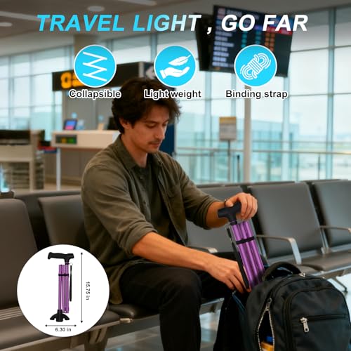 Tall Women's Walking Cane,1.43 lb, 15.75" Folded,Over 5'9",Purple - color: Plus Lengthened Purple Cane(35.43-42.52in)